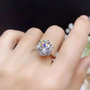 Certified 5ct. t.w. Diamond Moissanite Round Solitaire Engagement Ring NEW